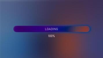 Loading scale. Motion. Purple background with orange hues and a running margin of a percentage. video