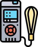 A portable radio with a light bulb connected to it vector
