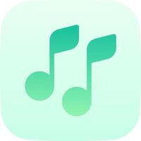 Music player icon with green music notes vector