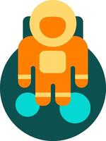 An astronaut icon with a blue background vector