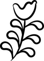 A black and white drawing of a flower vector
