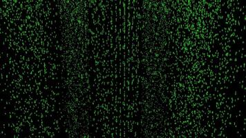 Green rain of tiny particles on a black background. Design. Small moving green falling dots, seamless loop. video