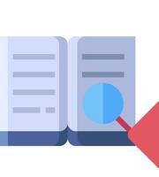 Searching for a book with a magnifying glass vector