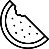 A slice of watermelon is shown in a line drawing vector