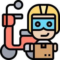 A cartoon character with a box and a scooter vector