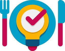 A fork, knife and fork with a check mark on it vector