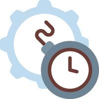 A clock and gearwheel icon on a white background vector