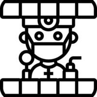 A doctor is sitting in a chair with a mask on vector