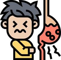 A cartoon man with a stomach and a knife vector