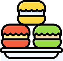 Three macarons on a plate with a white background vector