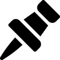 A black and white icon of a pin vector