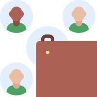 A person is standing next to a suitcase with people around it vector
