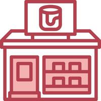 A red and white icon of a store vector