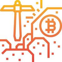 A bitcoin symbol and a hammer vector
