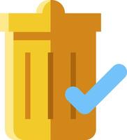 A trash can with a tick mark on it vector