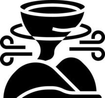 A black and white image of a cup with a spoon vector