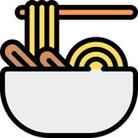 A bowl of noodles with chopsticks and a spoon vector