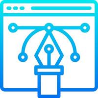 A blue icon of a pen and a computer screen vector