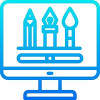 A computer monitor with a pen and pencils on it vector