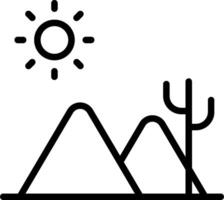 A desert landscape with a cactus and sun vector