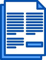 A blue document with a blue outline vector