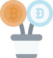 Bitcoin and ethereum in a pot vector