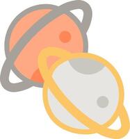 An illustration of two planets with a yellow and orange ring vector