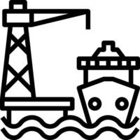 A ship and crane in the water vector