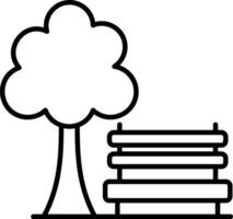A tree and a bench are shown in this black and white drawing vector