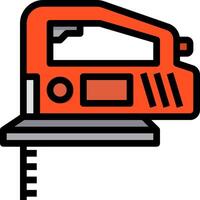 A red and orange saw on a white background vector