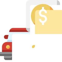 A car with a dollar sign and a folder with a paper vector