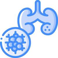 A blue icon of a human kidney and a virus vector