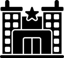 A black and white image of a building with a star on top vector