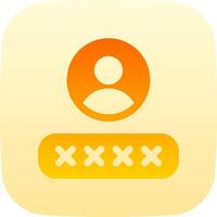 A yellow and orange icon with a person's name on it vector