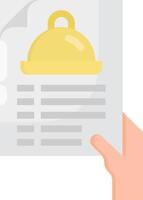 A hand holding a menu with a cloche vector
