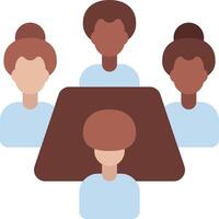 A group of people sitting around a table vector