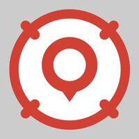 A red and white circle with a pin in it vector