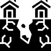A black and white image of two houses with a broken wall vector