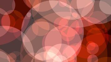 The artwork showcases vibrant red and pink bokeh circles against a soft backdrop video