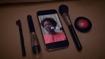 Make a beauty tutorial for cosmetics and skincare lovers, using makeup tools and a smartphone video