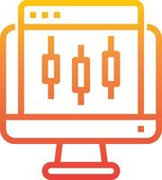 A computer monitor with a bar graph on it vector