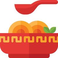 A bowl of food with a spoon and spoon vector