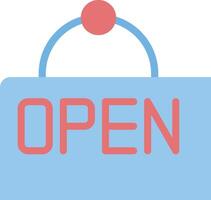 Open sign with a blue bag and red handle vector