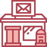 A red and white icon of a mailbox and envelope vector