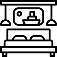 A bed with a lamp and a mirror vector