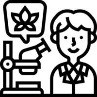 A man with a microscope and a flower vector