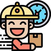 A cartoon man with a box and a clock vector