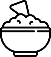 A bowl of rice with a spoon in it vector