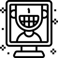 A computer monitor with a smiling face on it vector