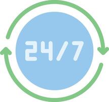 A blue circle with the words 24 7 in it vector